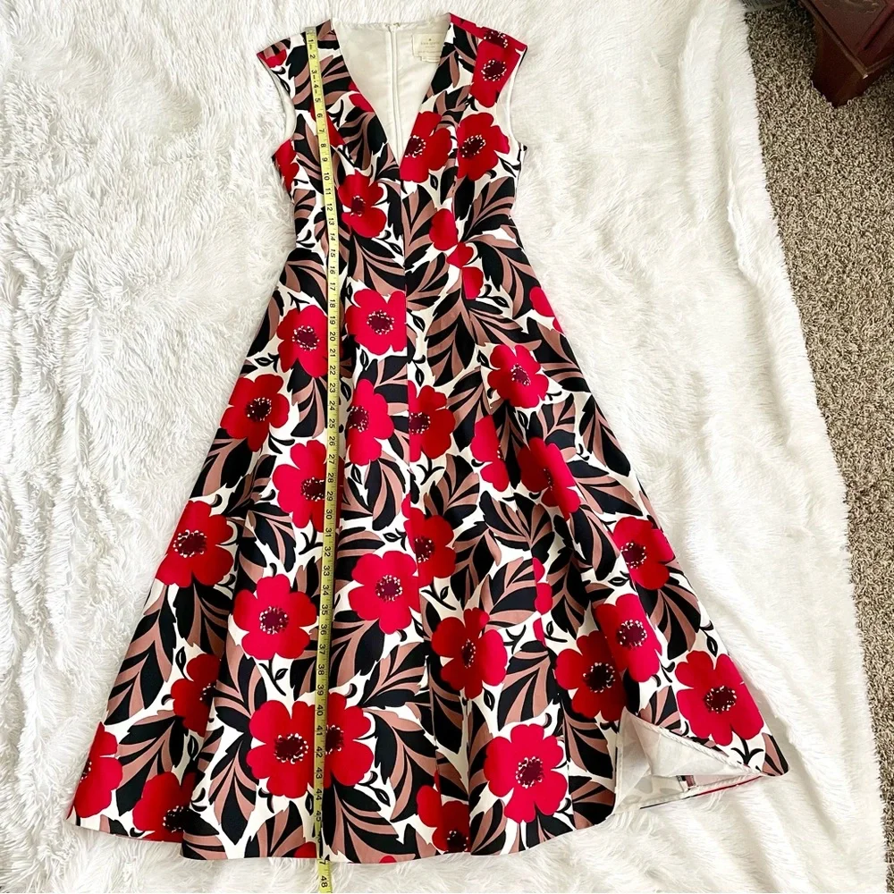 Kate Spade Dress Desert Muse Poppy Field Structured Midi ASO Celeb Event Wedding